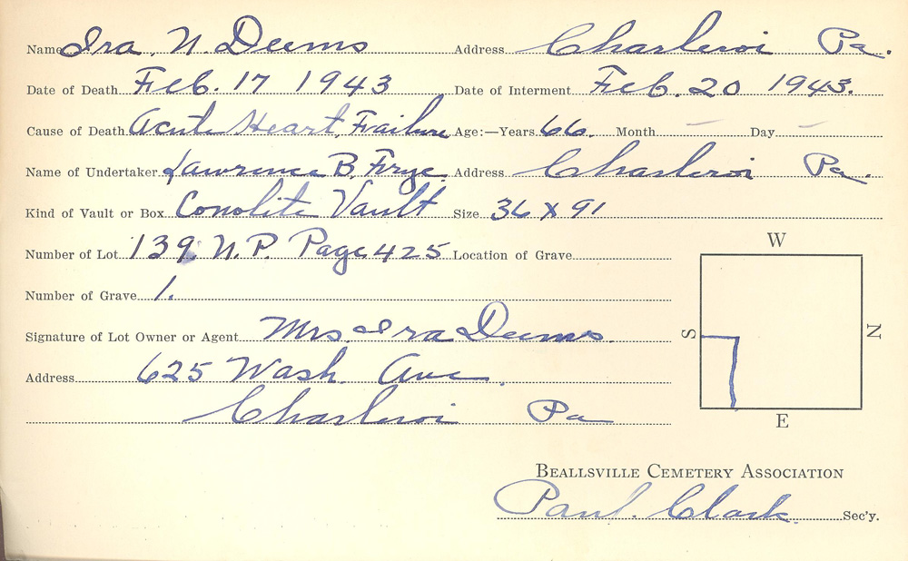 burial card